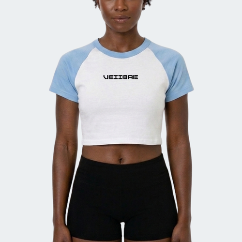 Script VeiiBae Crop Tee - Blue