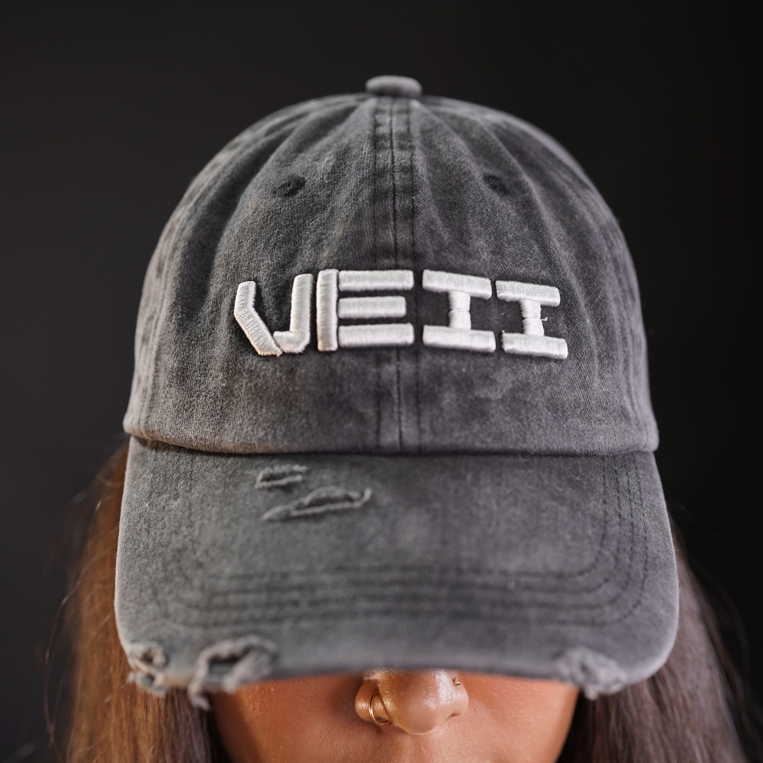 Distressed Identity Hat - White