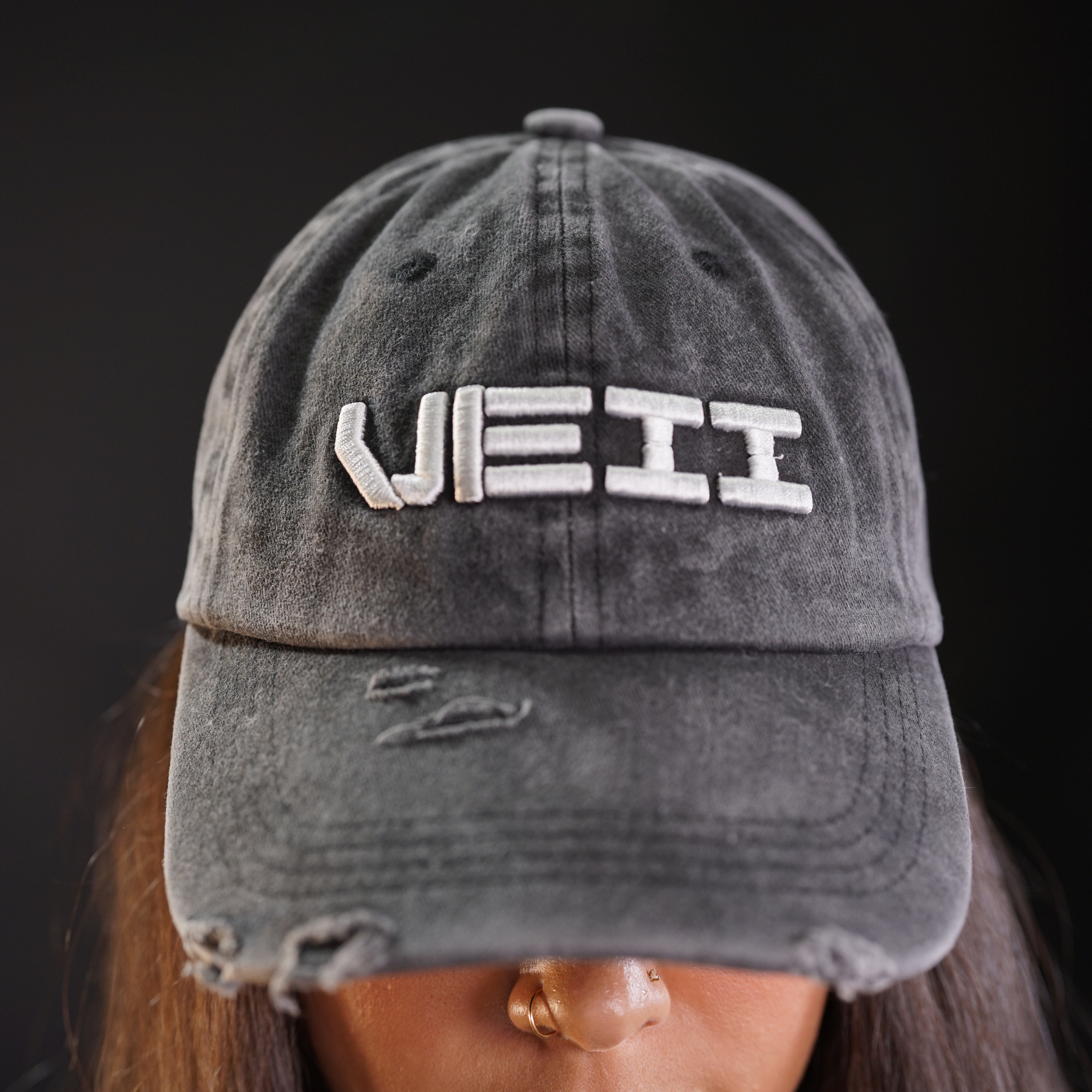 Distressed Identity Hat - White