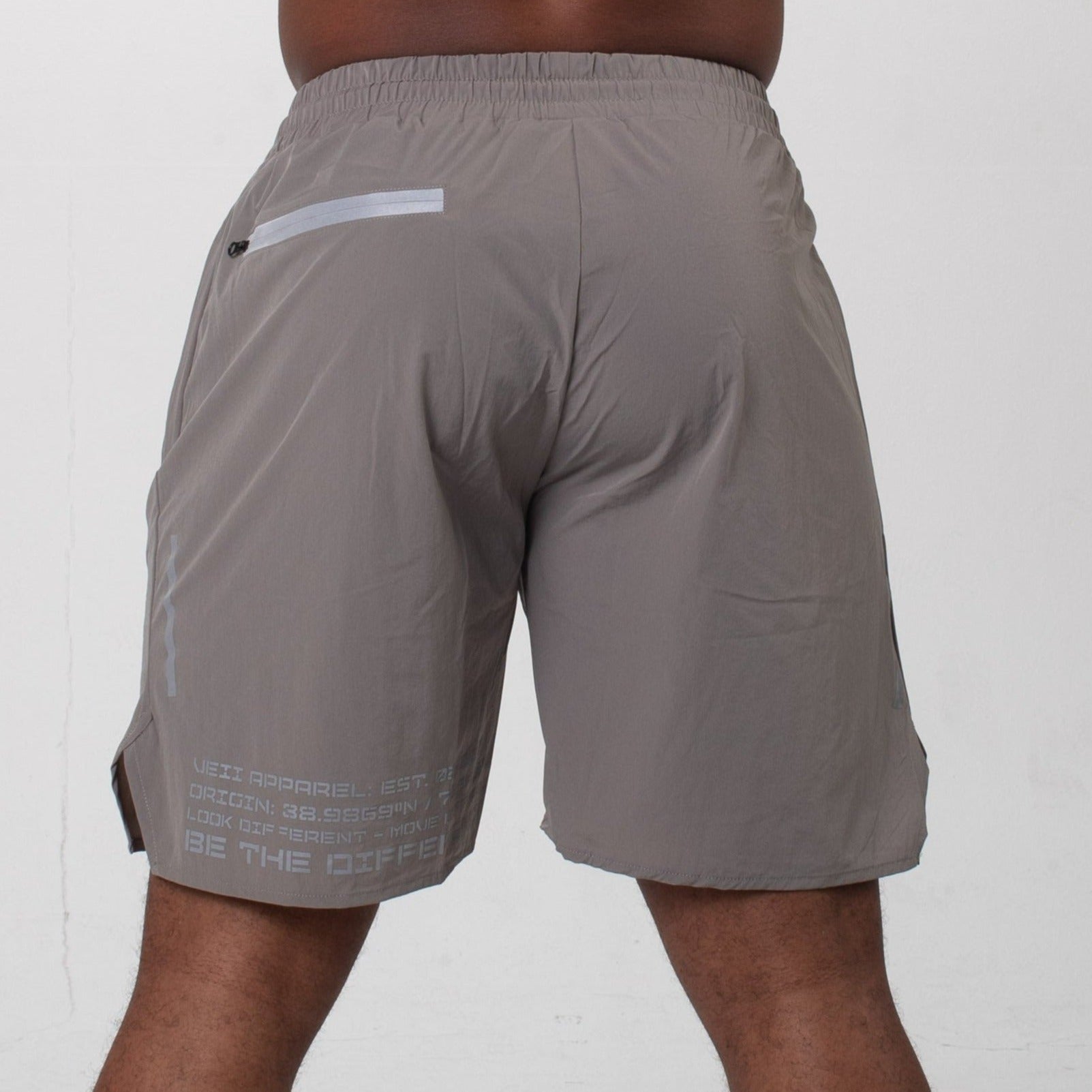 grey work out shorts back