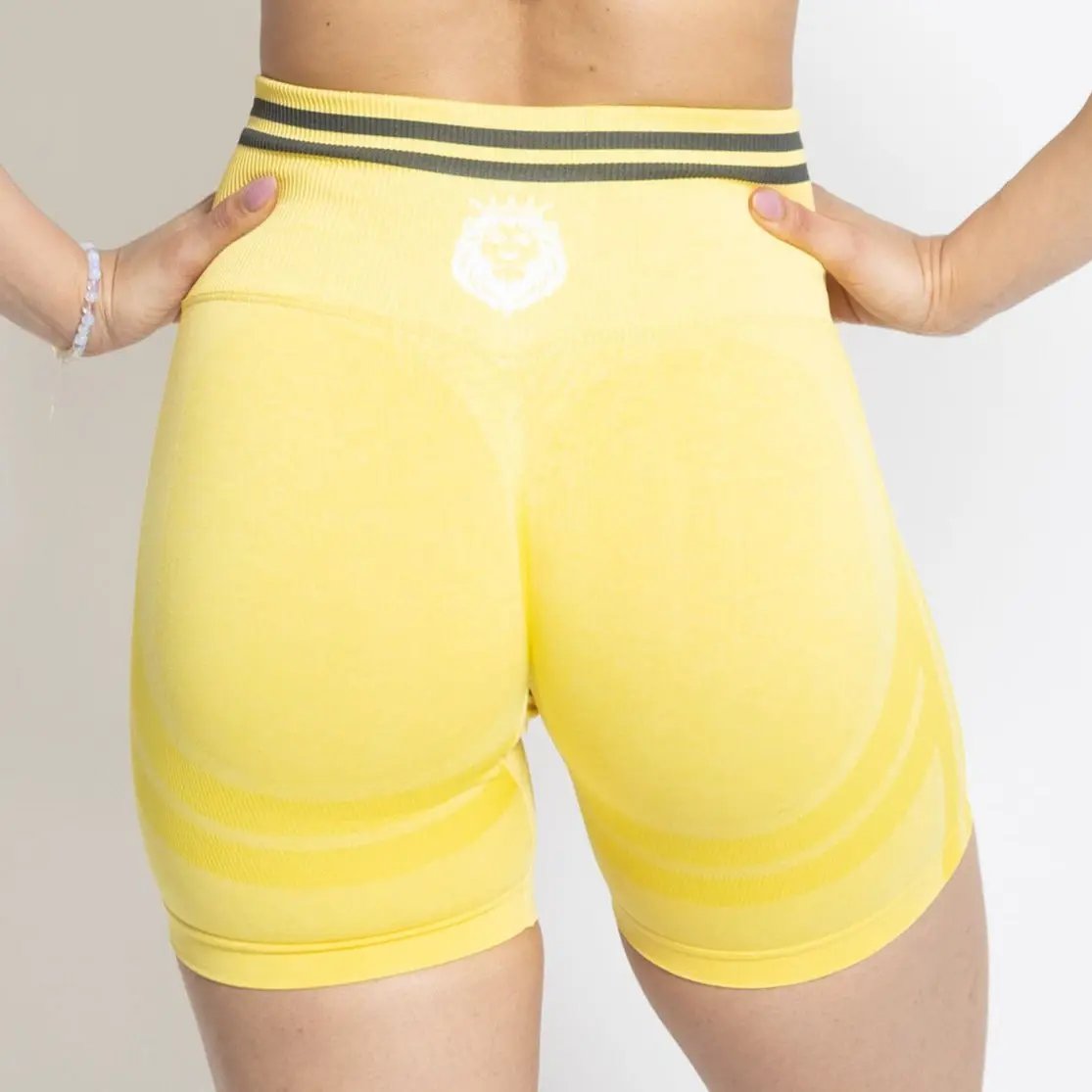 yellow srcunch butt biker shorts